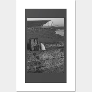 The Seven Sisters Cliffs, East Sussex (BW) Posters and Art